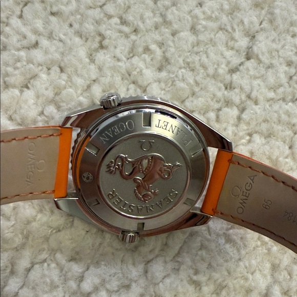 Omega Watch with Vibrant Orange Strap and Black Dial - Picture 7 of 16